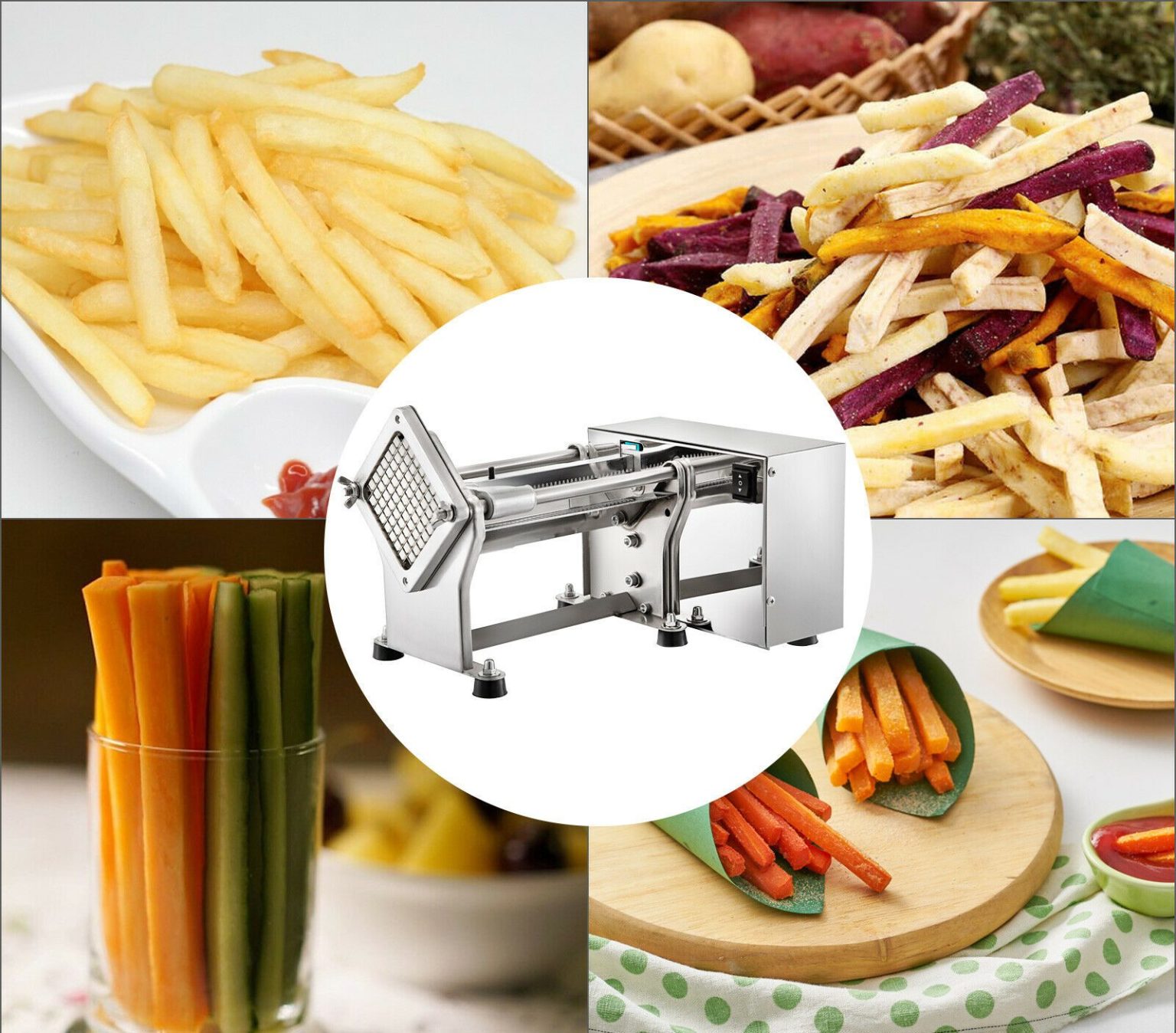 Coupe-Frites Électrique Professionnel - Coupe Pommes De Terre 9x9mm Et 12x12mm Mandoline Légumes