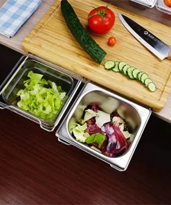 Planche à découper en bambou avec 5 bacs